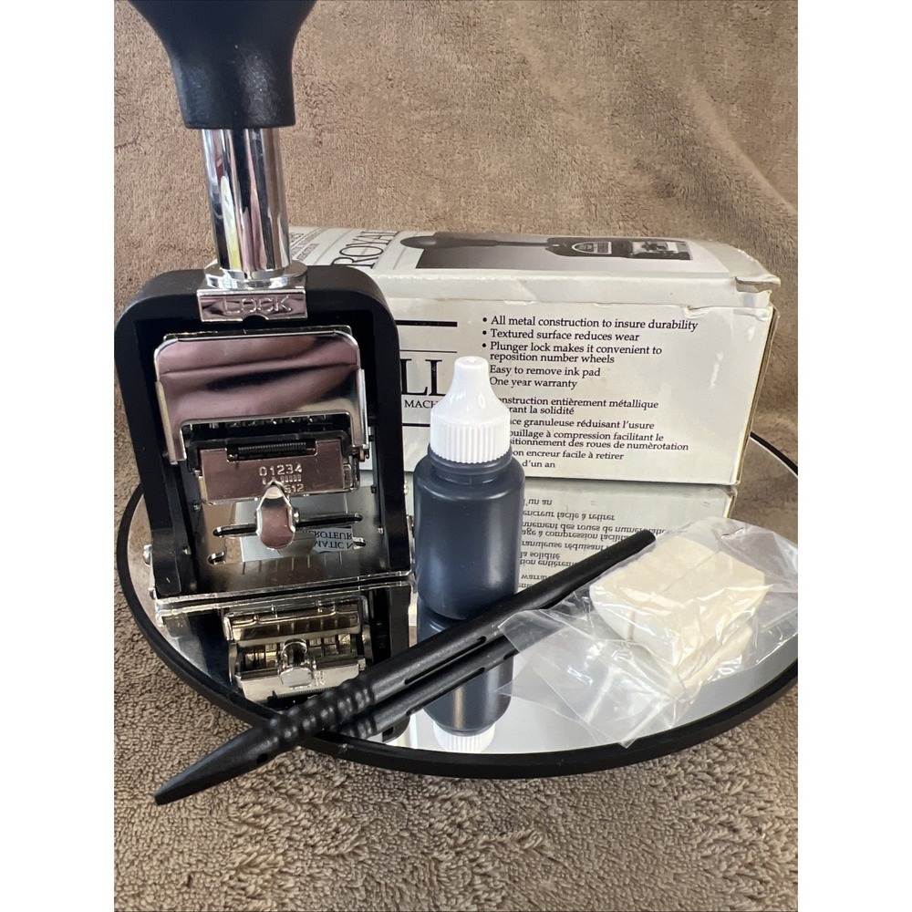 Bates Royall Automatic‎ Numbering Machine RNM 6-7 In Box With Manual and Ink - Picture 4 of 8